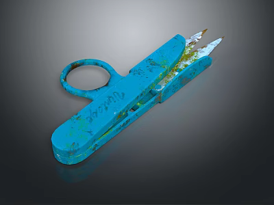 Durable Blue Hardware Utility Knife With Ring Handle And Worn Blade 3d model