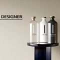Designer Decorative Ornament Set With Transparent White Gray Potion Bottles And Wooden Caps