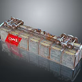 Industrial Metal Fence with Wheels Mechanical Structure Red Sign 2021 and Components