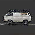 White Winnebago Van With Roof Rack And Spotlights For Camping Travel