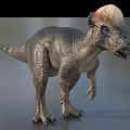 Detailed Reptile Dinosaur Model With Bony Crest And Scaly Skin Standing Posture