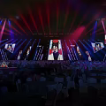 Performance Stage Design With Lighting Large Screens And Audience Seats 3d model