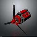 Red Industrial Mechanical Tool With Sharp Blades And Detailed Components Structure 3d model
