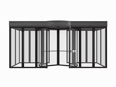 Modern Glass Revolving Door With Metal Frame For Commercial Building Entrance 3d model
