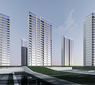 Perspective of high-rise residential buildings in modern residential areas 3d model