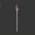 Decorative Sword With Slender Blade Ornate Hilt And Yellow Top Ornament