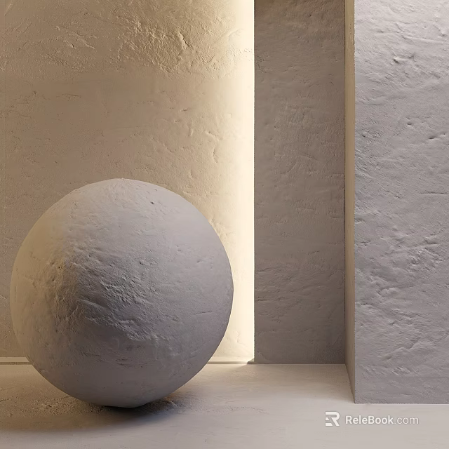 White Rough Textured Sphere Decorative Component In Interior Wall Setting 3d model 