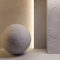 White Rough Textured Sphere Decorative Component In Interior Wall Setting