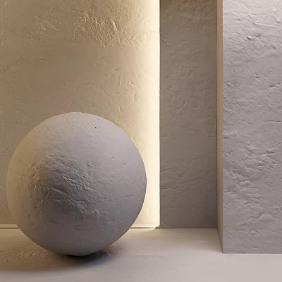 White Rough Textured Sphere Decorative Component In Interior Wall Setting 3d model