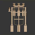 Copper Industrial Metal Framework With Multiple Pillars And Mechanical Components 3D Model
