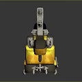 Mechanical Weapon Yellow And Gray Metallic Structure With Spikes Pipes And Functional Components 3d model