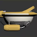 Futuristic Yellow Vehicle With Round Design Comfortable Seats Headlights And Wheels