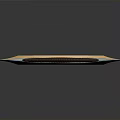 Curved Weapon Design With Blue Edge Gold Inner Ring And Beige Metallic Panel