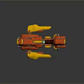 Futuristic Red And Yellow Vehicle Model With Cockpit And Seats Design