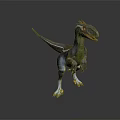 3D Dinosaur Character Model With Blue Green Body Red Crest Standing Pose Design