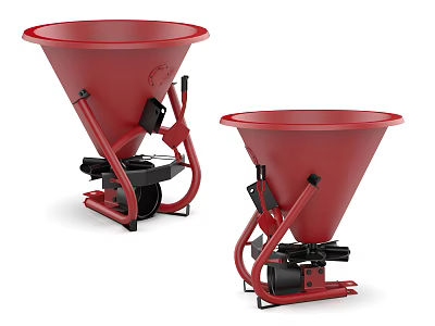 Red Agricultural Utility Spreaders With Wheeled Design And Conical Hoppers 3d model