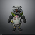 3D Panda Character Model With Decorative Clothing And Vibrant Color Details