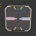Futuristic Metal Door Design With Red Push Sign Yellow Indicators And White Frame