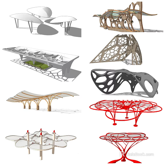 Creative Modern Pergola Designs With Intricate Cutout Patterns And Geometric Structures 3d model