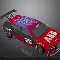 Red Pink ABB 36 Race Car Featuring Rear Wing And Direct Branding