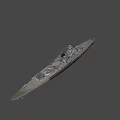 Vintage Battleship With Large Turrets Gray Hull And Deck Antenna Structures