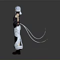 Anime Character With White Hair Gray Outfit Red Shoes And Rope Accessory Design