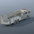 Silver Metal Fire Truck With Extended Aerial Ladder And Rescue Equipment For Fire Rescue Operations