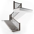 Modern Staircase Interior Design With Wooden Steps And Metal Railing