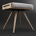 Modern Minimalist Sofa Stool With Gray Upholstered Seat And Wooden Legs