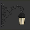 Vintage Black Iron Lighting Combination with Curved Scroll Decorations Wall Lamp and White Glass Shade
