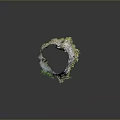 Natural Tree Stump With Detailed Bark Texture And Fresh Green Moss At The Base