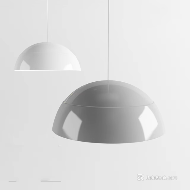 Modern Hemispherical Pendant Lights in White and Gray for Interior Decor 3d model