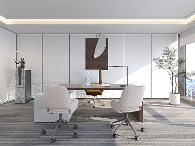 Modern Office Desk and Chair Manager Desk and Chair Boss Desk and Chair 3d model