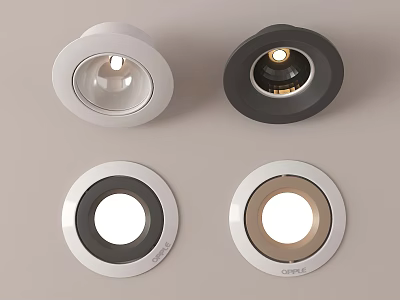 Modern Downlights And Spotlights With Various Design Styles And Color Frames For Interior Lighting 3d model