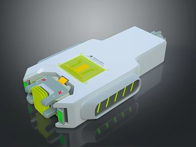 White Electronic Module With Yellow Interface And Green Connection Details 3d model
