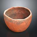 Hand Carved Terracotta Bowl Sculpture With Textured Surface And Rustic Finish