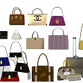 Stylish Assorted Handbags and Suitcases Featuring Colorful Patterns and Design Details