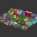 Colorful Urban Building Models With Diverse Styles And Various Roof Designs