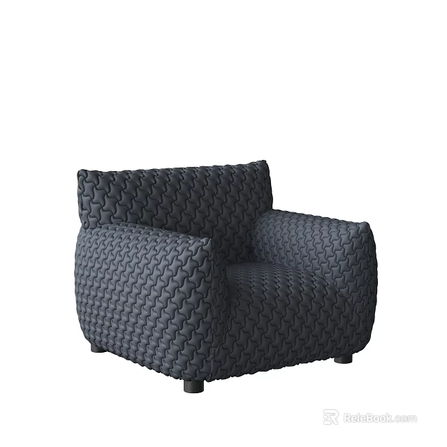 Dark Gray Single Sofa with Woven Texture and Modern Minimalist Design 3d model 