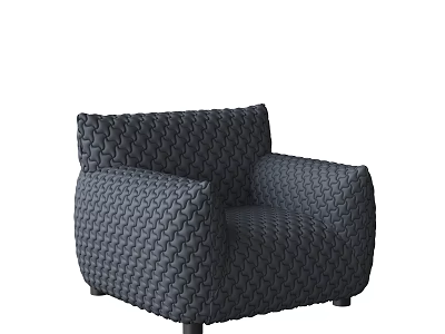 Dark Gray Single Sofa with Woven Texture and Modern Minimalist Design 3d model