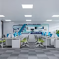 Modern Laboratory Interior With White Cabinets Green Countertops And Stools 3d model
