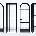 Black Modern Swing Doors Featuring Glass Inserts And Diverse Panel Styles 3d model