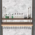 Elegant Luxury Gold Metal Wine Rack With Wine Bottles And Hanging Glasses