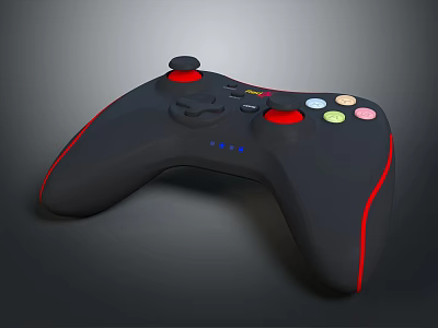 Entertainment Electronics Game Controller With Ergonomic Black Design Red Accents Joysticks And LED Lights 3d model