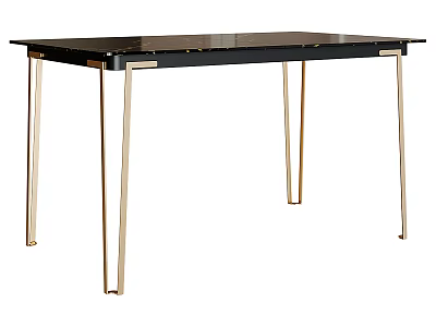 Modern Black Dining Table With Sleek Gold Metal Legs And Stylish Design 3d model
