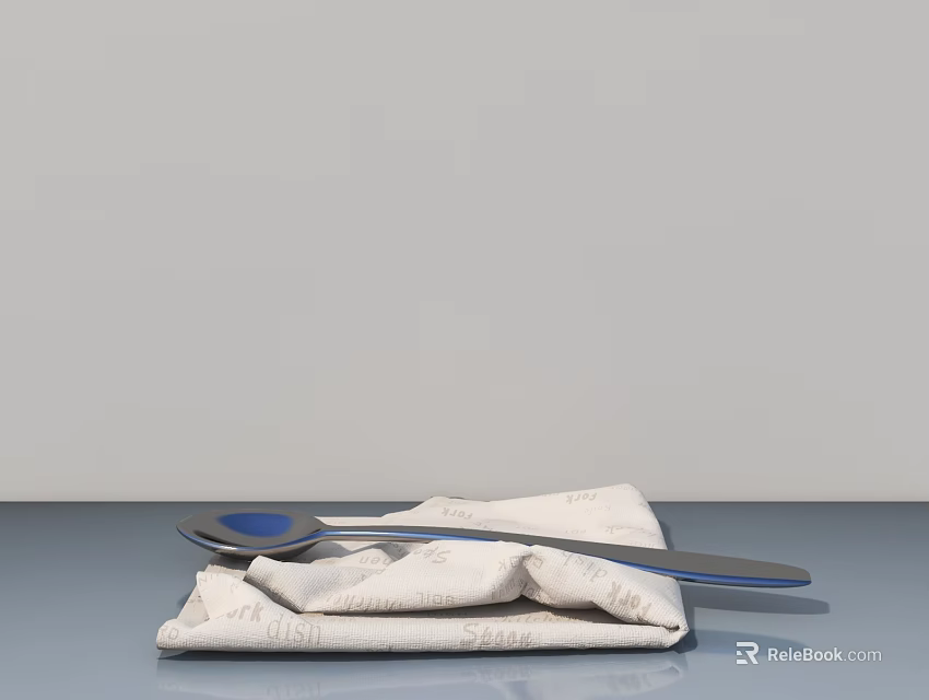 Blue Hanger Placed On Textured Cloth Over Smooth Surface With Gray Background 3d model