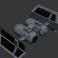Detailed TIE Fighter Model With Twin Ion Engines And Angular Wings Design
