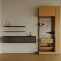 Contemporary Wine Cabinet Design With Glass Shelves Holding Wine Bottles And Glasses