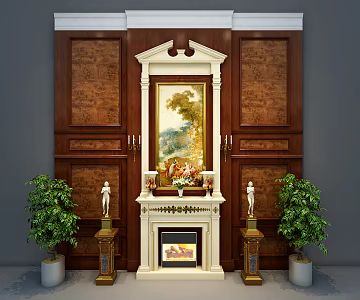 European style wall panel 3d model