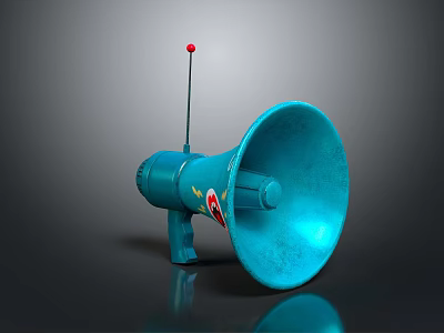 Fun Blue Cartoon Style Computer Speaker With Red Antenna Top And Shiny Design 3d model